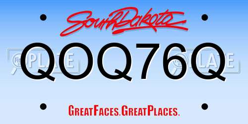 QOQ76Q South Dakota License Plate