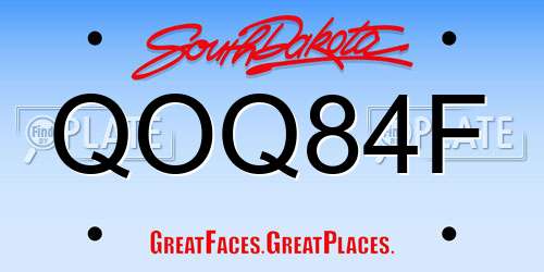 QOQ84F South Dakota License Plate