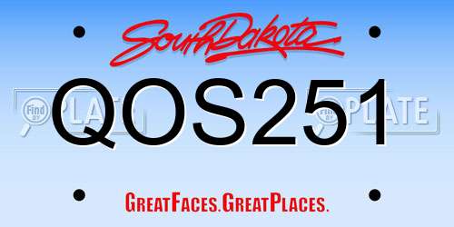 QOS251 South Dakota License Plate