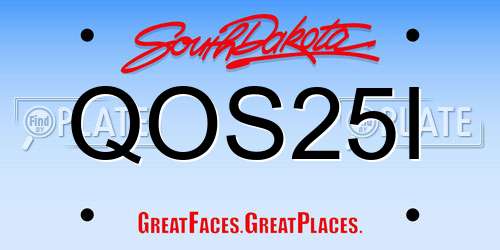 QOS25I South Dakota License Plate