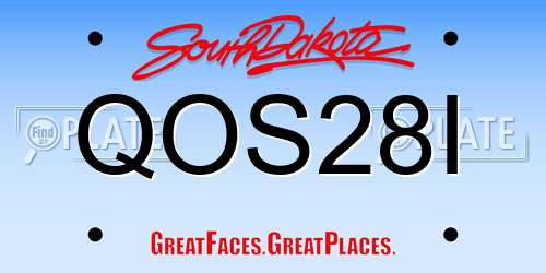 QOS28I South Dakota License Plate