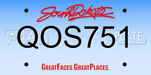 QOS751 South Dakota License Plate