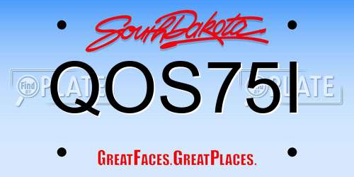 QOS75I South Dakota License Plate