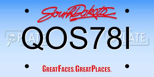 QOS78I South Dakota License Plate