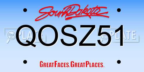 QOSZ51 South Dakota License Plate
