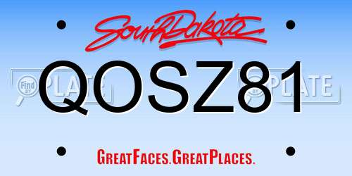 QOSZ81 South Dakota License Plate