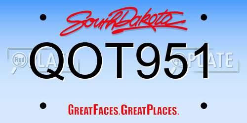 QOT951 South Dakota License Plate