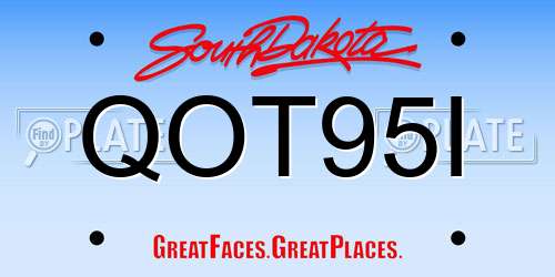 QOT95I South Dakota License Plate