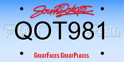 QOT981 South Dakota License Plate