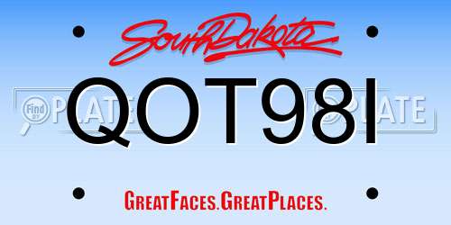 QOT98I South Dakota License Plate