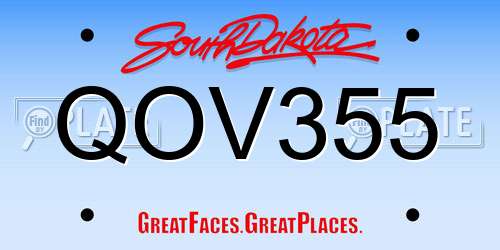 QOV355 South Dakota License Plate
