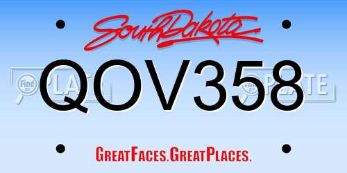 QOV358 South Dakota License Plate