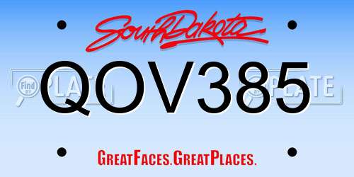 QOV385 South Dakota License Plate