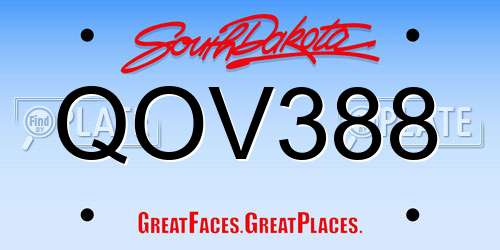 QOV388 South Dakota License Plate