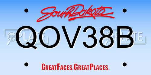 QOV38B South Dakota License Plate