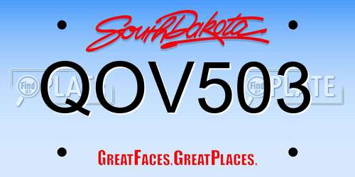 QOV503 South Dakota License Plate