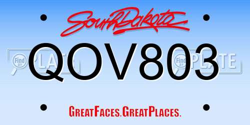 QOV803 South Dakota License Plate