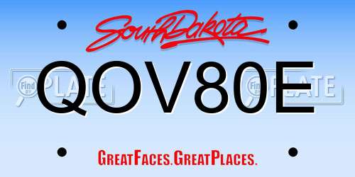 QOV80E South Dakota License Plate
