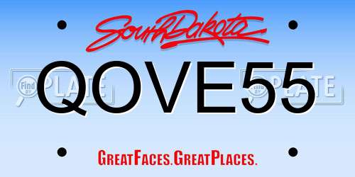QOVE55 South Dakota License Plate