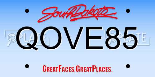 QOVE85 South Dakota License Plate