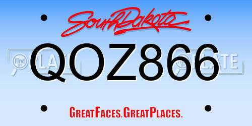 QOZ866 South Dakota License Plate
