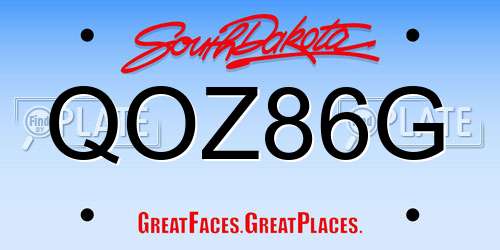 QOZ86G South Dakota License Plate