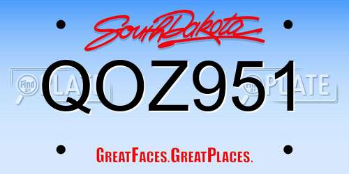 QOZ951 South Dakota License Plate