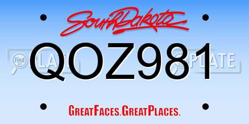 QOZ981 South Dakota License Plate