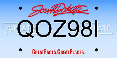 QOZ98I South Dakota License Plate