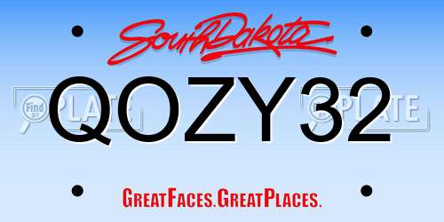 QOZY32 South Dakota License Plate