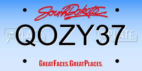 QOZY37 South Dakota License Plate