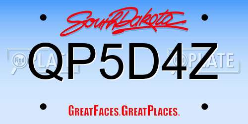 QP5D4Z South Dakota License Plate