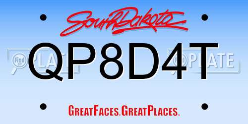 QP8D4T South Dakota License Plate