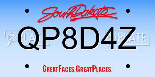 QP8D4Z South Dakota License Plate