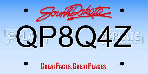 QP8Q4Z South Dakota License Plate