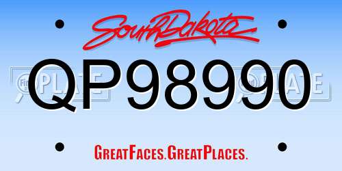 QP98990 South Dakota License Plate