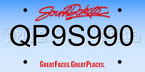 QP9S990 South Dakota License Plate