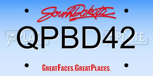 QPBD42 South Dakota License Plate