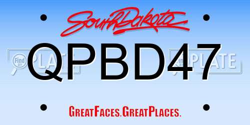 QPBD47 South Dakota License Plate