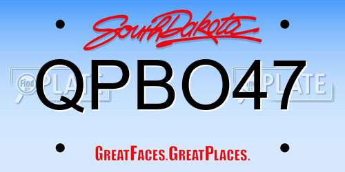 QPBO47 South Dakota License Plate