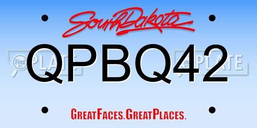 QPBQ42 South Dakota License Plate