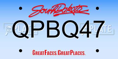 QPBQ47 South Dakota License Plate