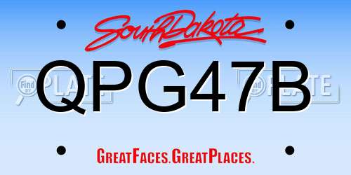 QPG47B South Dakota License Plate