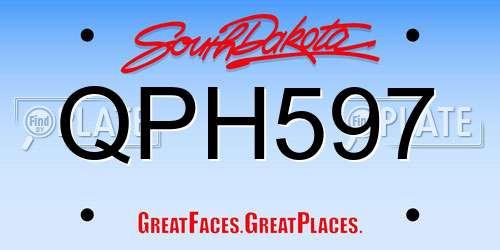 QPH597 South Dakota License Plate