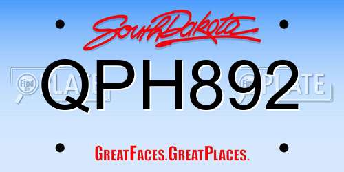 QPH892 South Dakota License Plate