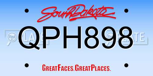 QPH898 South Dakota License Plate
