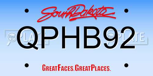 QPHB92 South Dakota License Plate