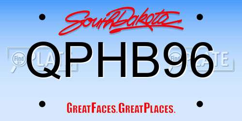 QPHB96 South Dakota License Plate