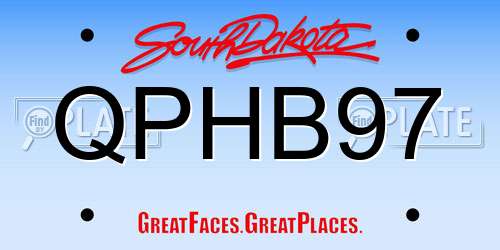 QPHB97 South Dakota License Plate