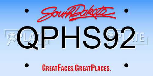 QPHS92 South Dakota License Plate